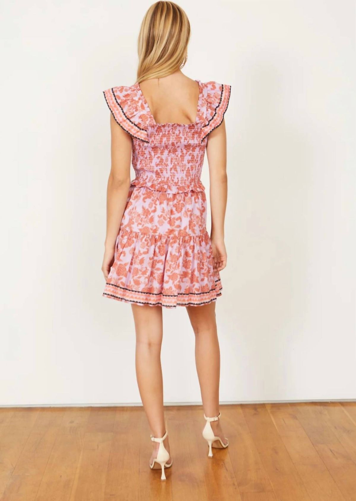 Style 1-2049643121-74 CABALLERO Size S Floral Coral Cocktail Dress on Queenly