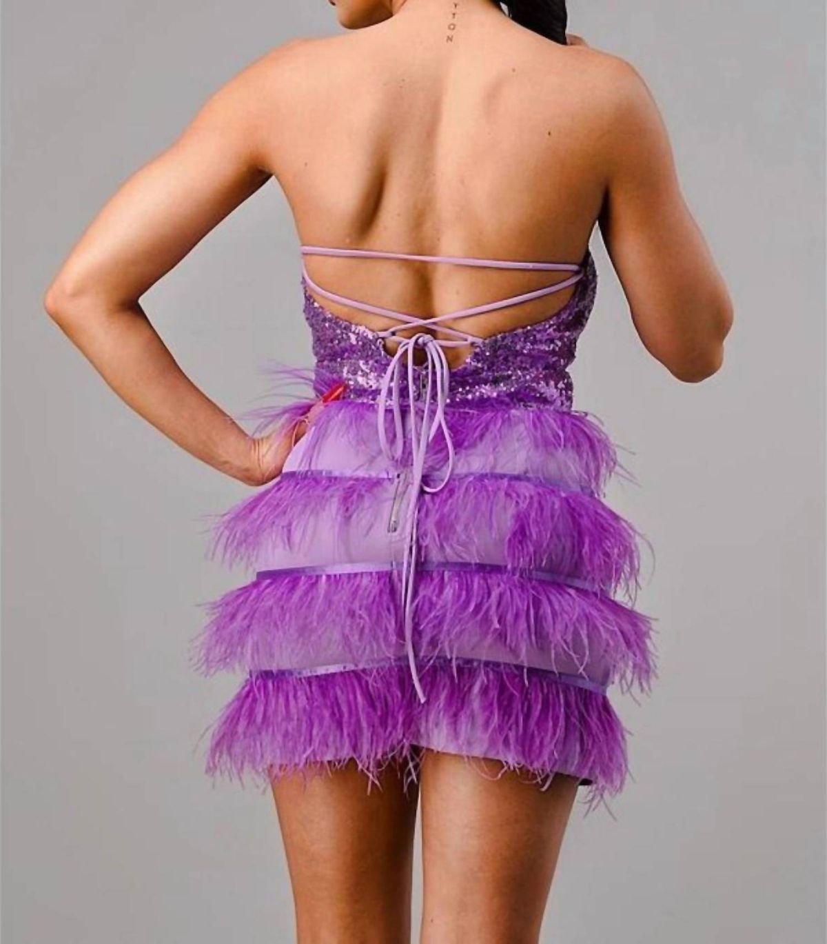 Style 1-2188377013-149 QUII Size L Strapless Purple Cocktail Dress on Queenly