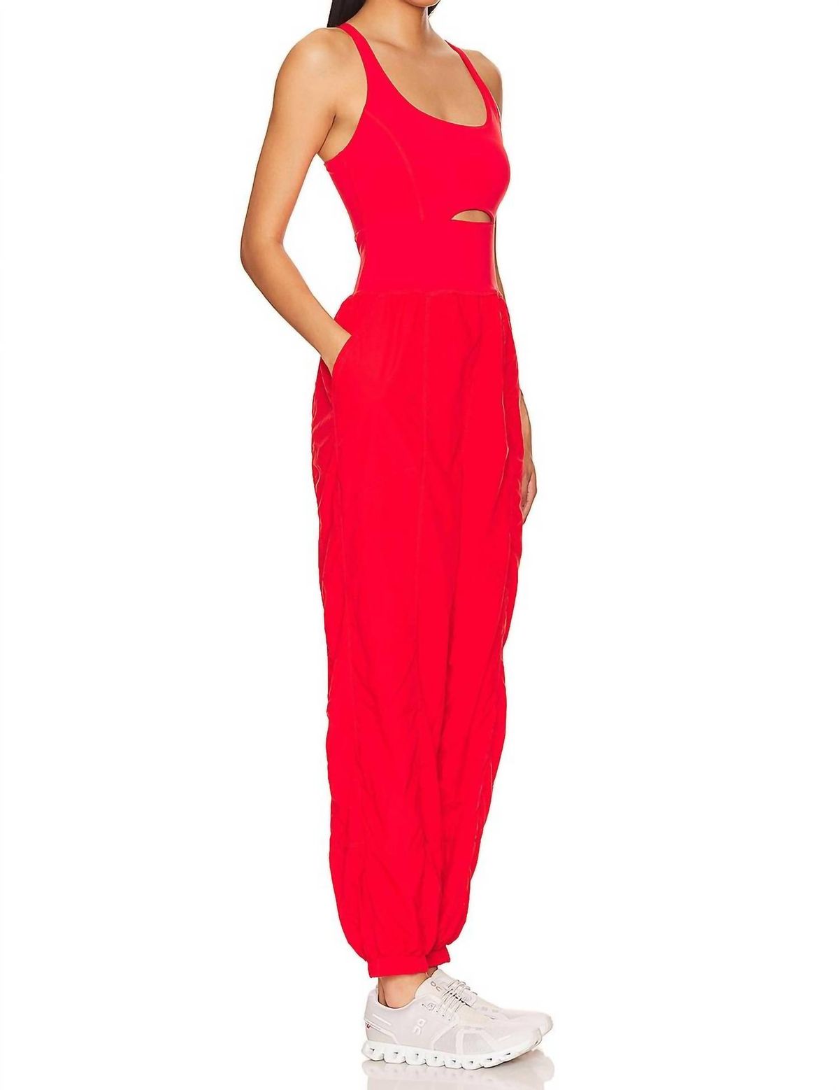 Style 1-3034735957-149 Free People Size L Red Formal Jumpsuit on Queenly