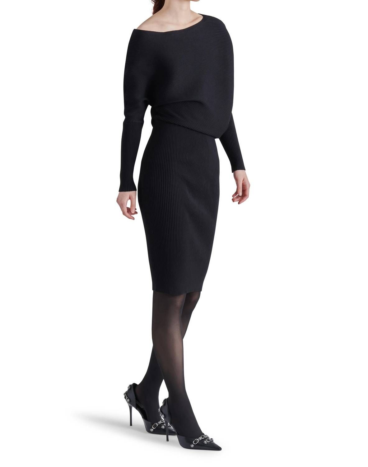 Style 1-3120600853-149 STEVE MADDEN Size L Long Sleeve Black Cocktail Dress on Queenly