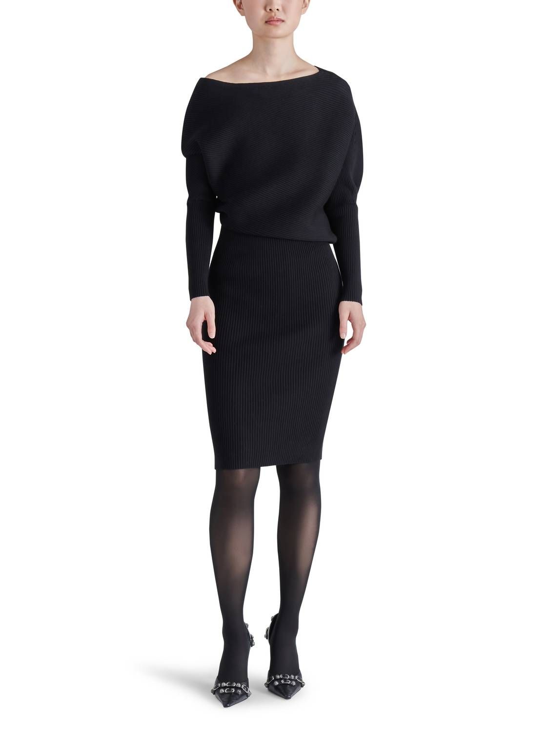 Style 1-3120600853-892 STEVE MADDEN Size M Long Sleeve Black Cocktail Dress on Queenly