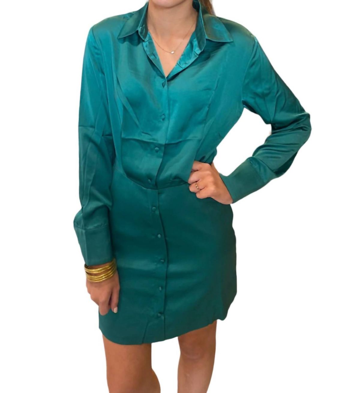 Style 1-3419804791-74 LUCY PARIS Size S Long Sleeve Green Cocktail Dress on Queenly