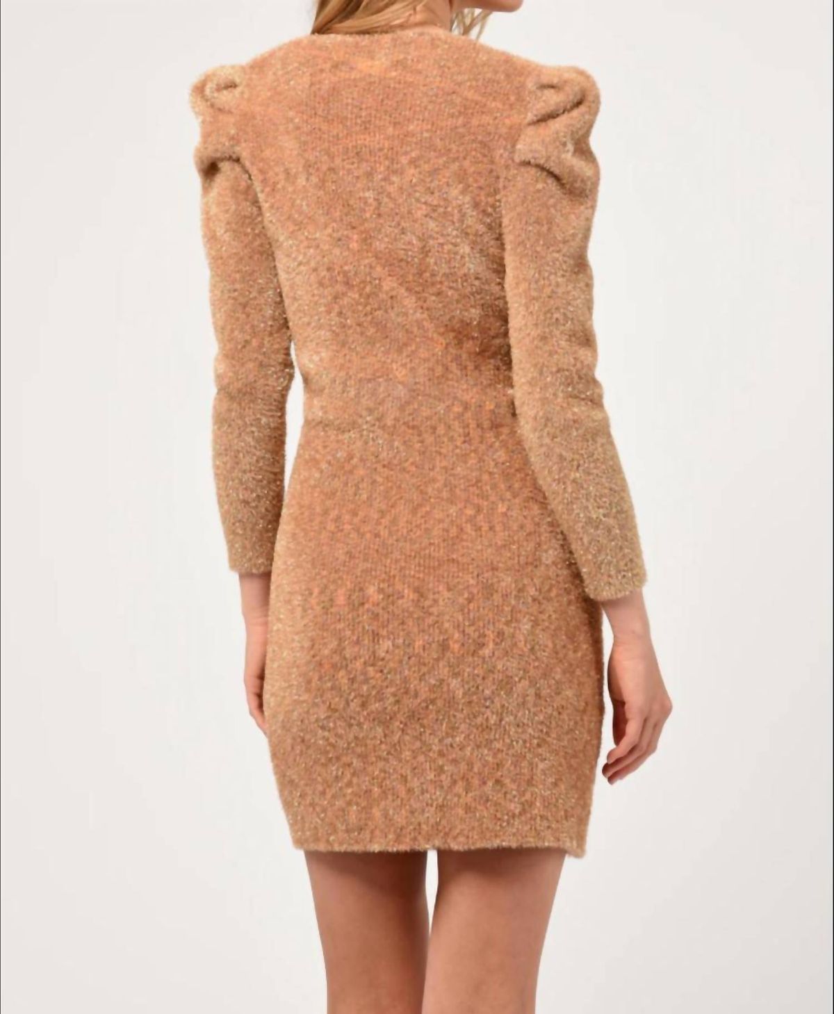 Style 1-3642989105-149 adelyn rae Size L Long Sleeve Gold Cocktail Dress on Queenly