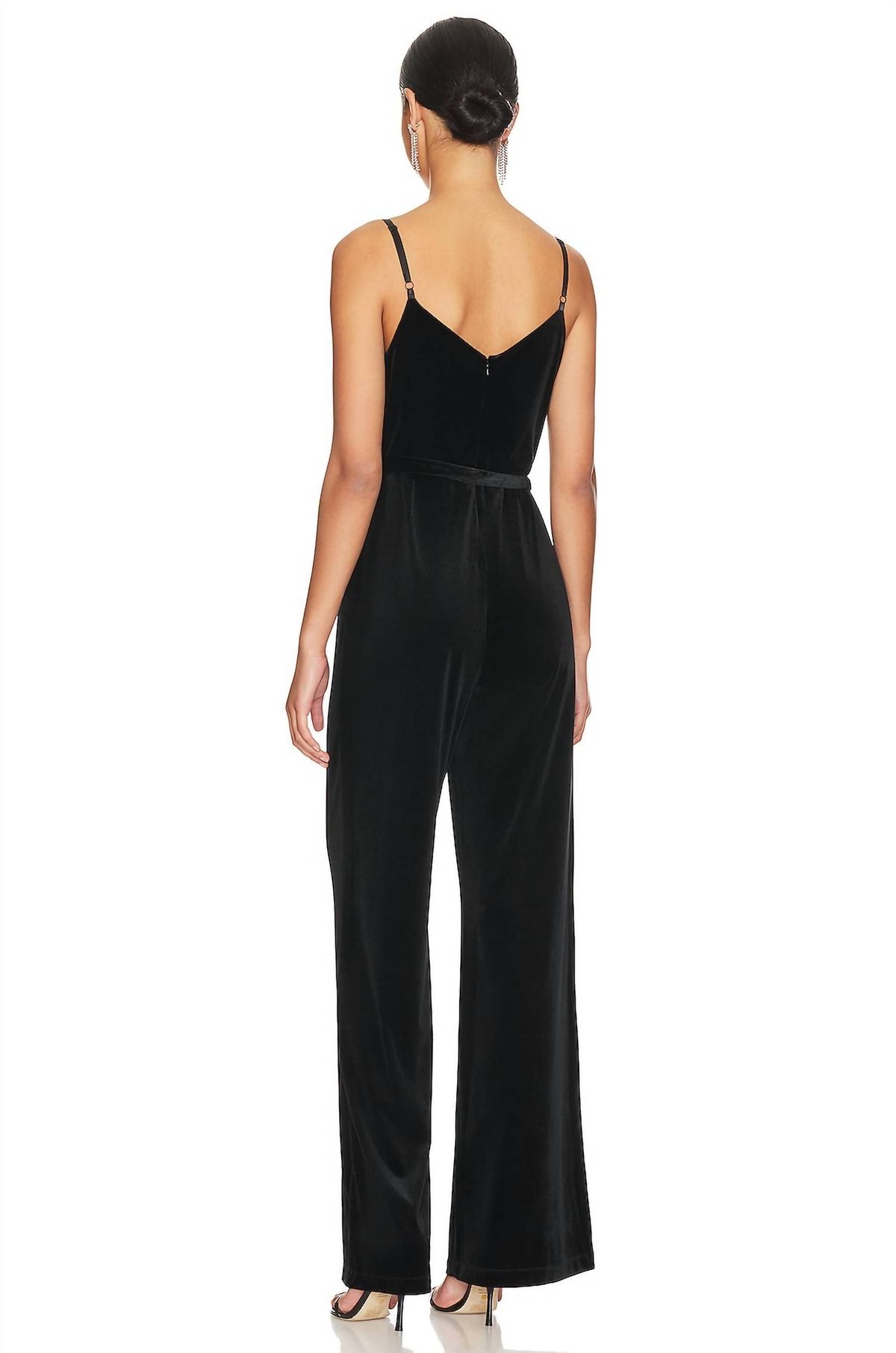 Style 1-3672529467-649 L'Agence Size 2 Velvet Black Formal Jumpsuit on Queenly