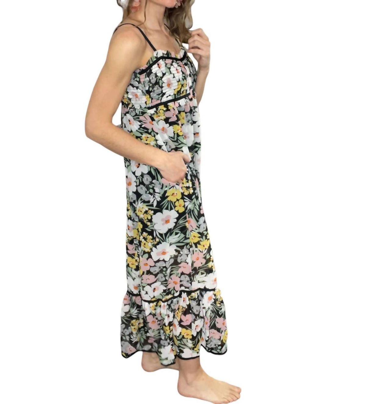 Style 1-3749762704-1464 White Birch Size 3X Floral Black Floor Length Maxi on Queenly