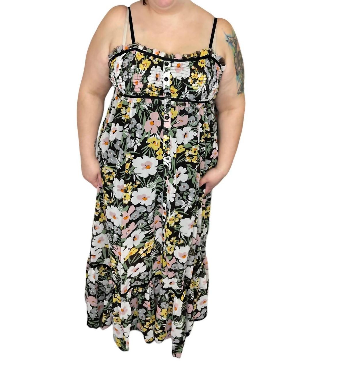 Style 1-3749762704-1464 White Birch Size 3X Floral Black Floor Length Maxi on Queenly