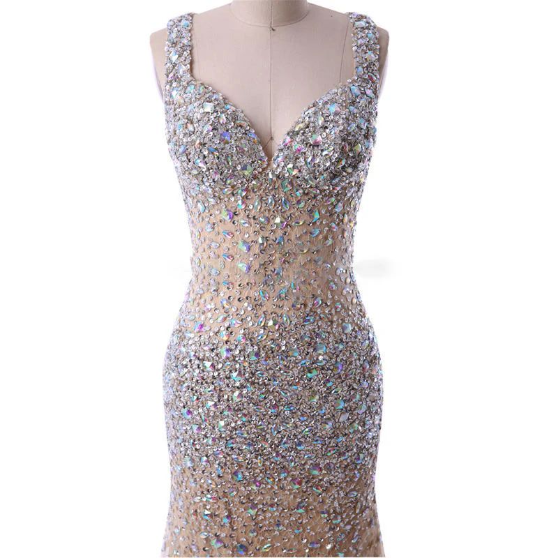 Style Style DC-Y7 Crystal Beaded Pageant Evening Gown Darius Cordell Size 4 Pageant Sequined Nude Mermaid Dress on Queenly