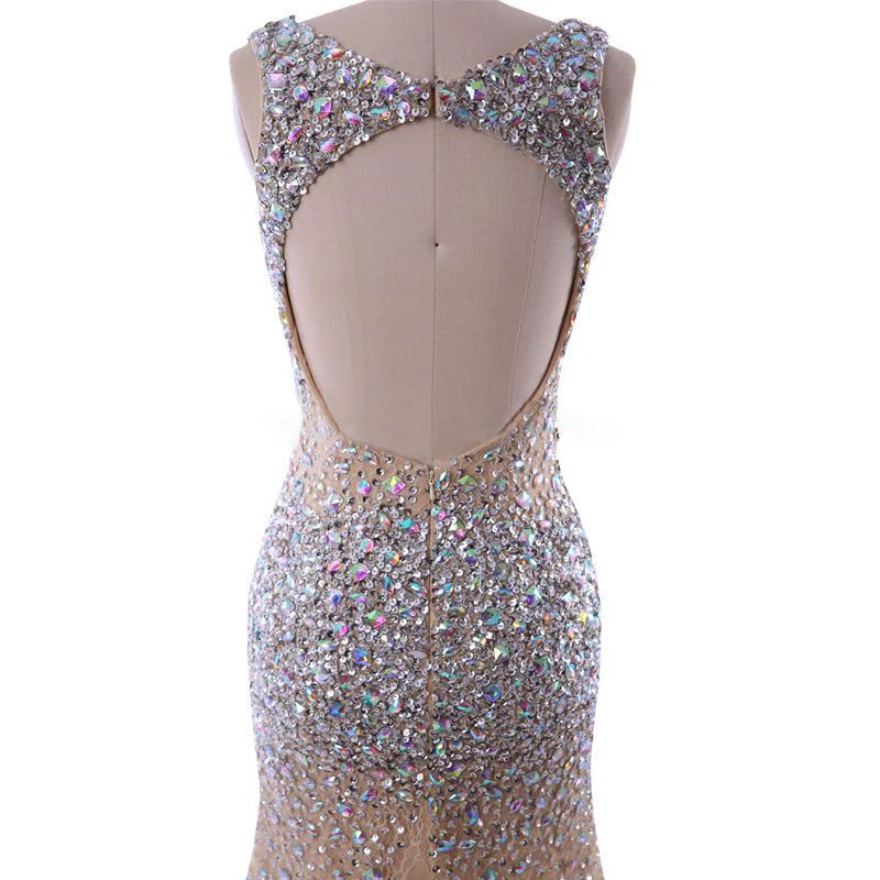 Style Style DC-Y7 Crystal Beaded Pageant Evening Gown Darius Cordell Size 4 Pageant Sequined Nude Mermaid Dress on Queenly