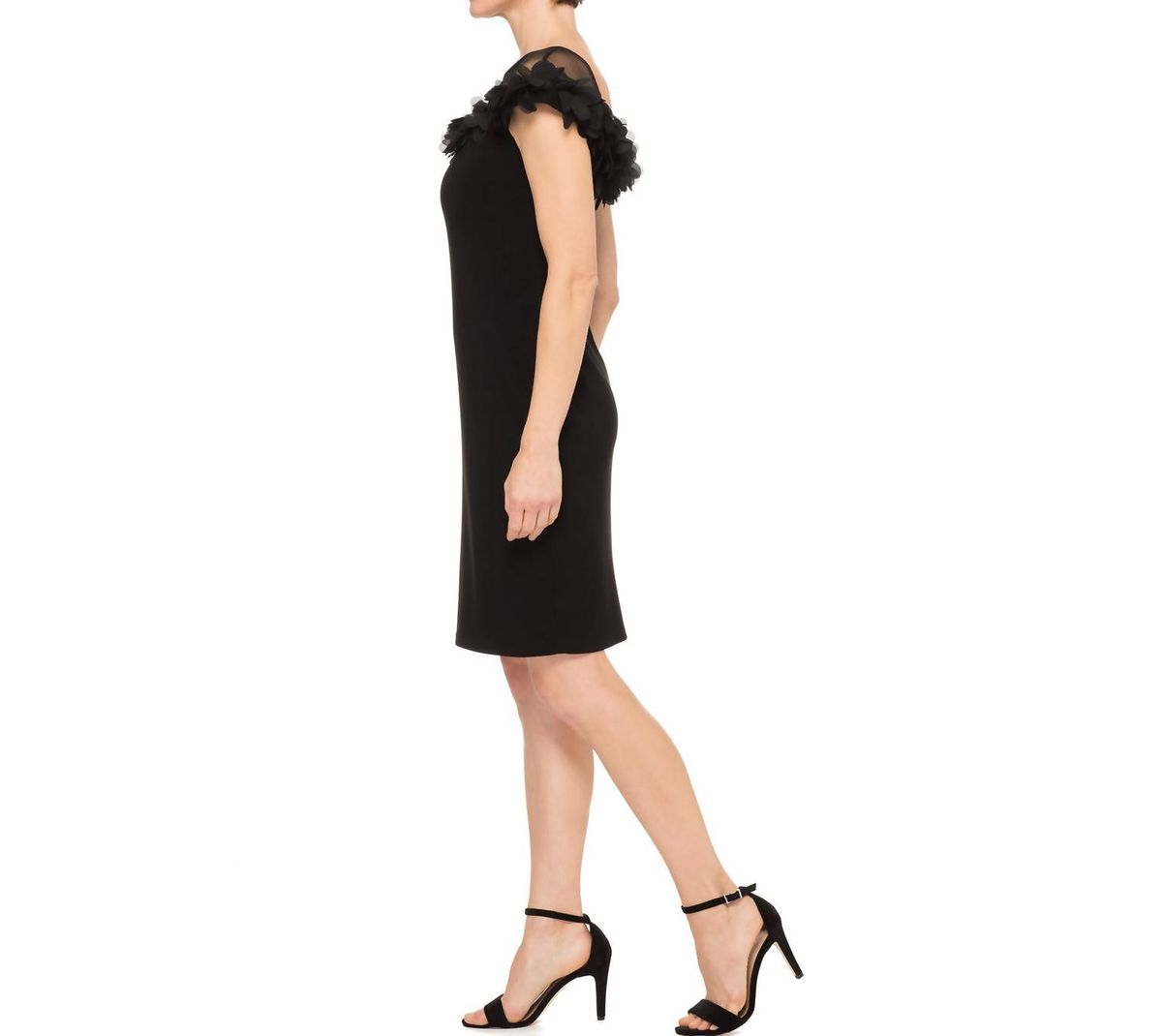 Style 1-55144308-425 Joseph Ribkoff Size 8 Satin Black Cocktail Dress on Queenly