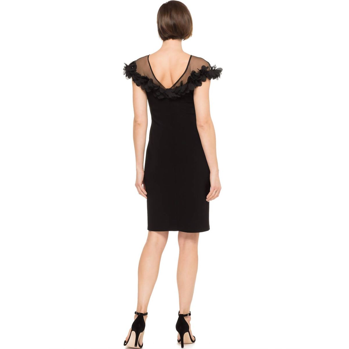 Style 1-55144308-425 Joseph Ribkoff Size 8 Satin Black Cocktail Dress on Queenly