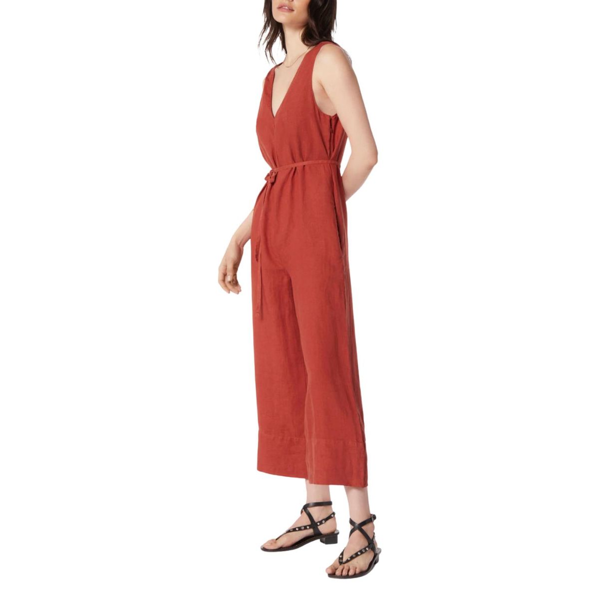 Style 1-559766408-149 Joie Size L Plunge Red Formal Jumpsuit on Queenly