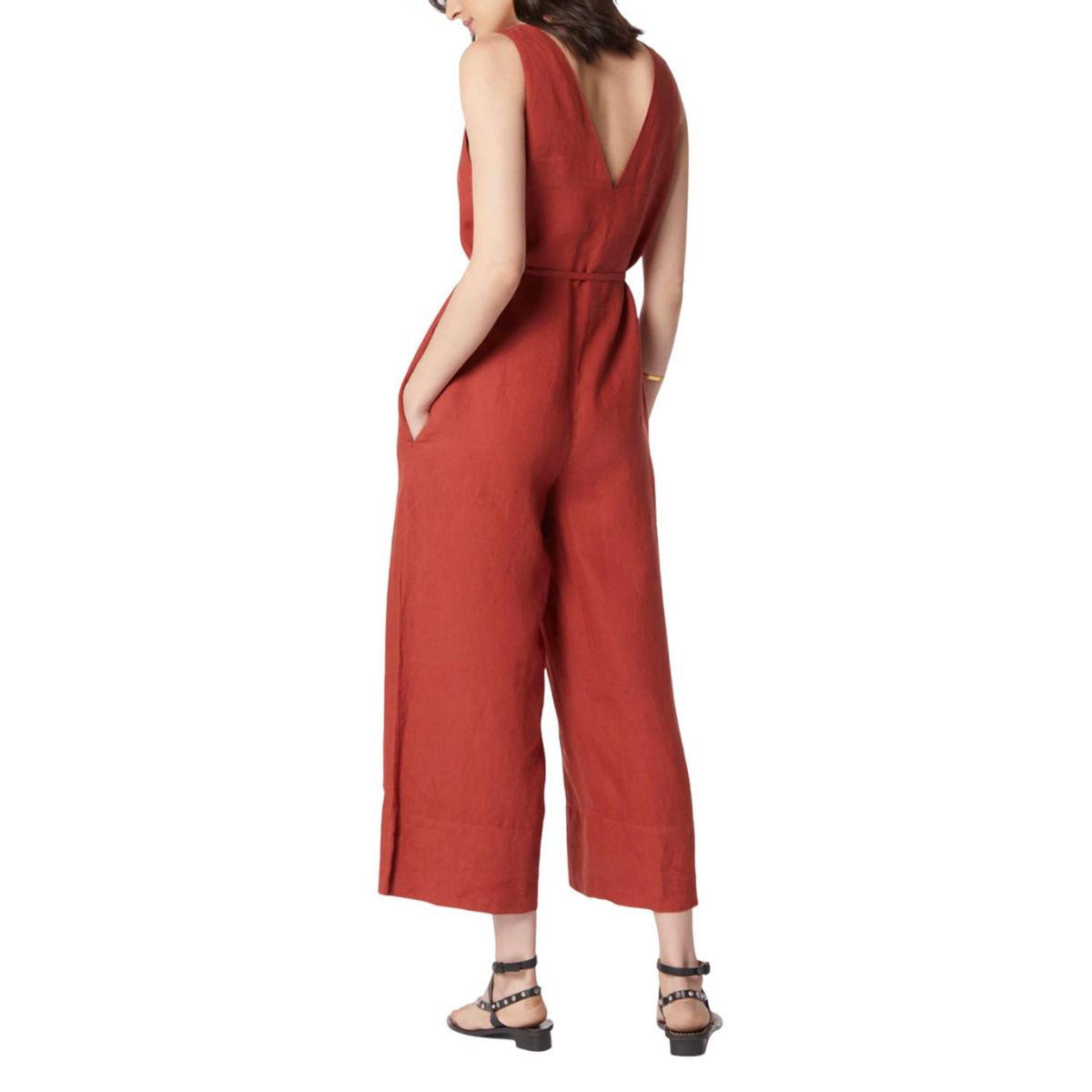 Style 1-559766408-74 Joie Size S Plunge Red Formal Jumpsuit on Queenly