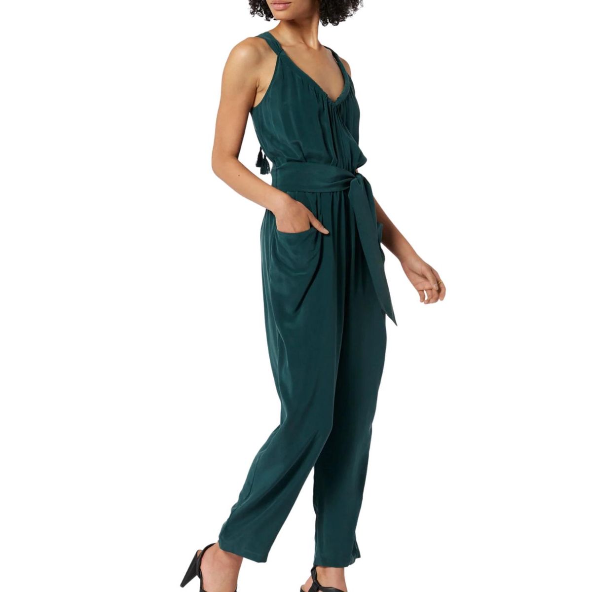 Style 1-611274713-3236 Joie Size S Satin Green Formal Jumpsuit on Queenly