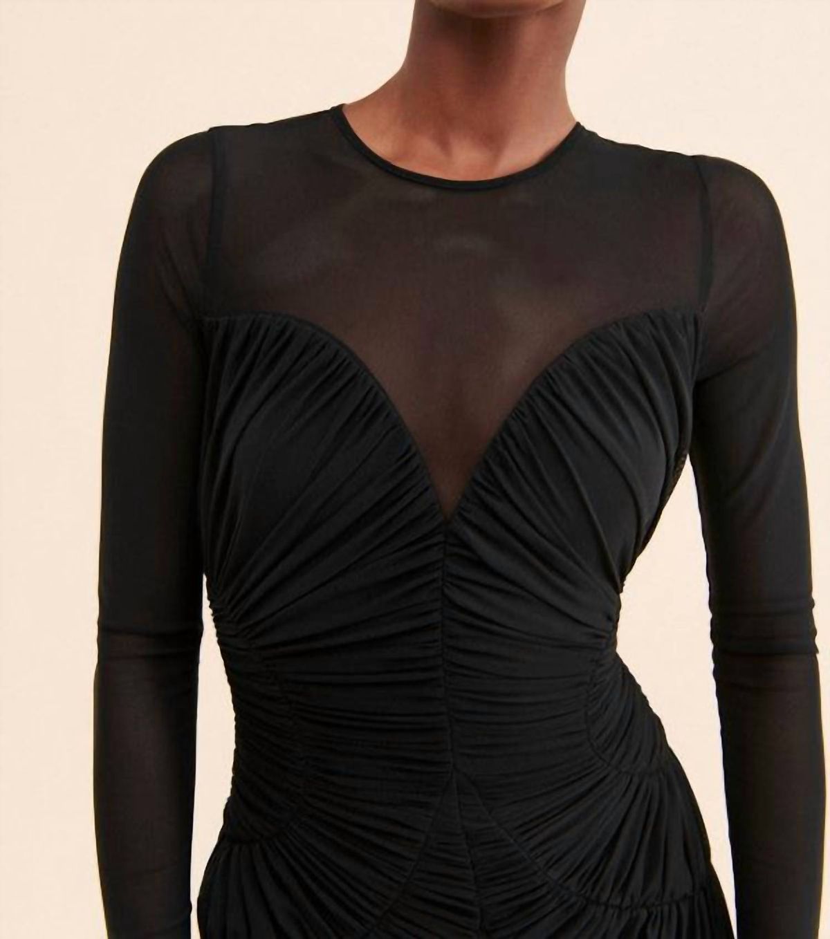 Style 1-689093557-3901 line and dot Size XS Long Sleeve Sheer Black Cocktail Dress on Queenly