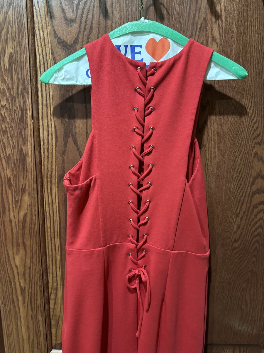 Size 4 Wedding Guest High Neck Red Mermaid Dress on Queenly