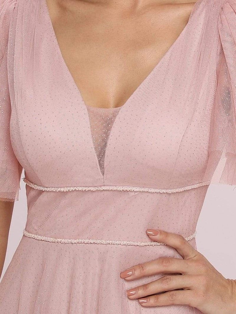 Style EE00278PK04 Ever Pretty Plus Size 20 Bridesmaid Plunge Pink A-line Dress on Queenly