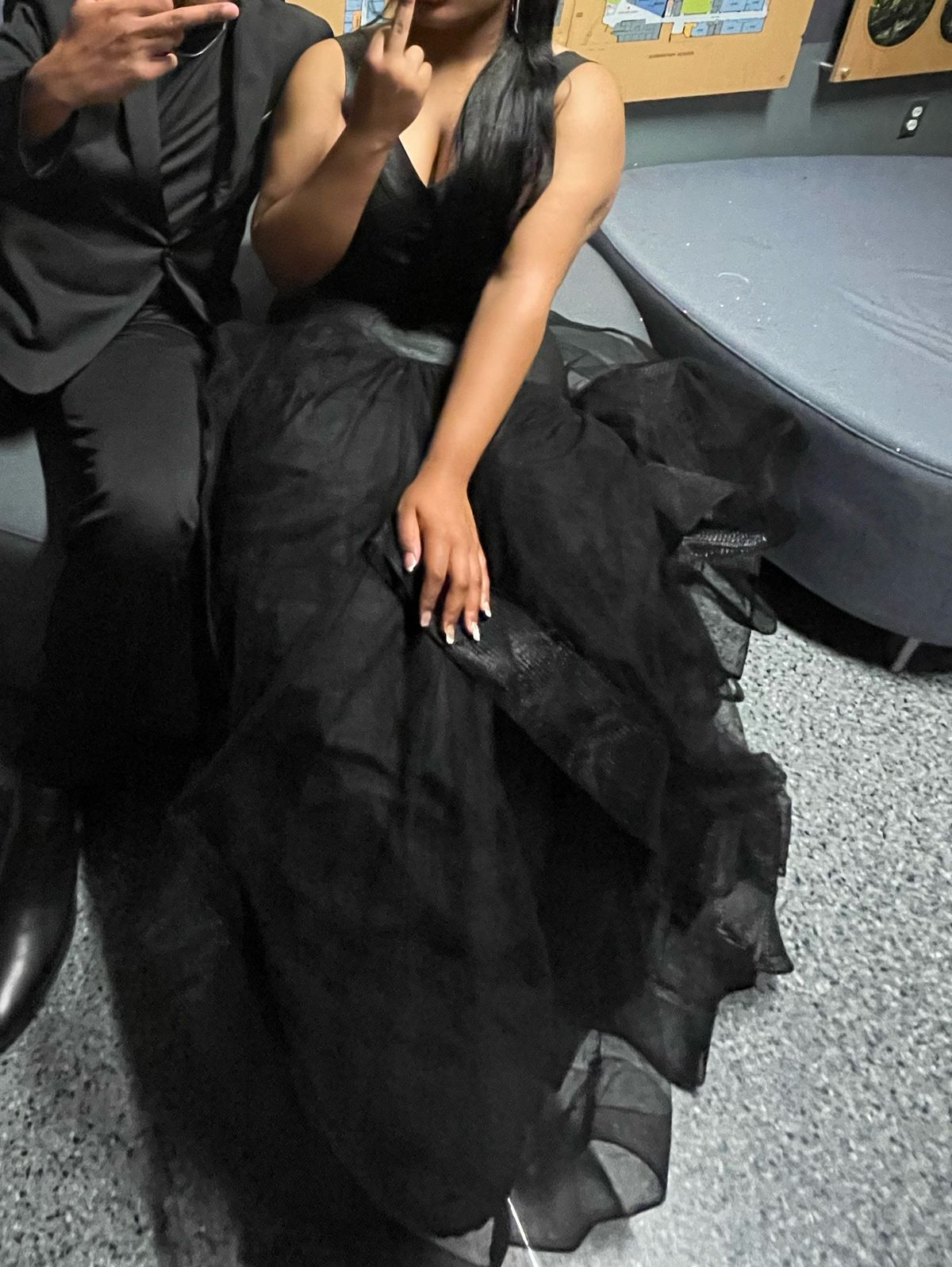 Style Fresh Out Of Fashion Black Mermaid Dress. Fashion Nova Size XL Prom Plunge Black Mermaid Dress on Queenly