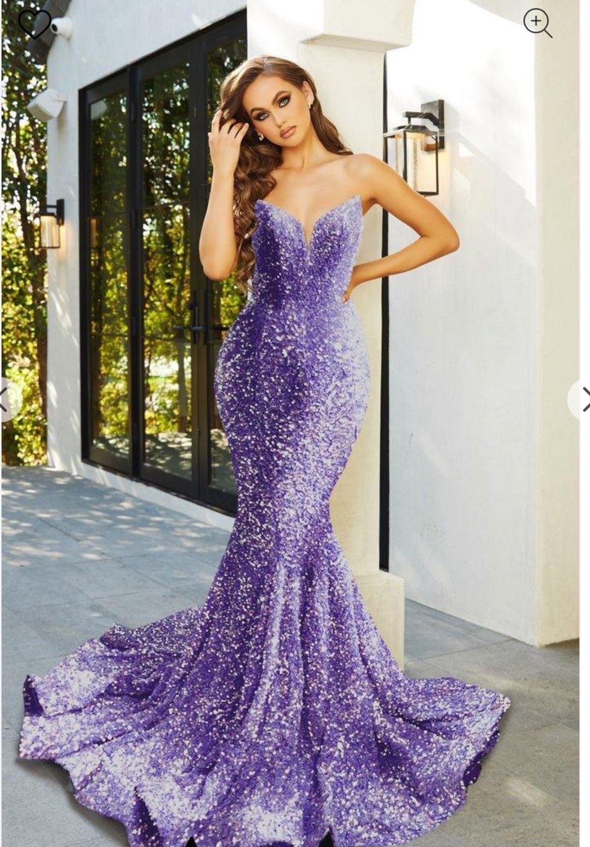Style 21208 Portia and Scarlett Size 8 Prom Strapless Purple Mermaid Dress on Queenly
