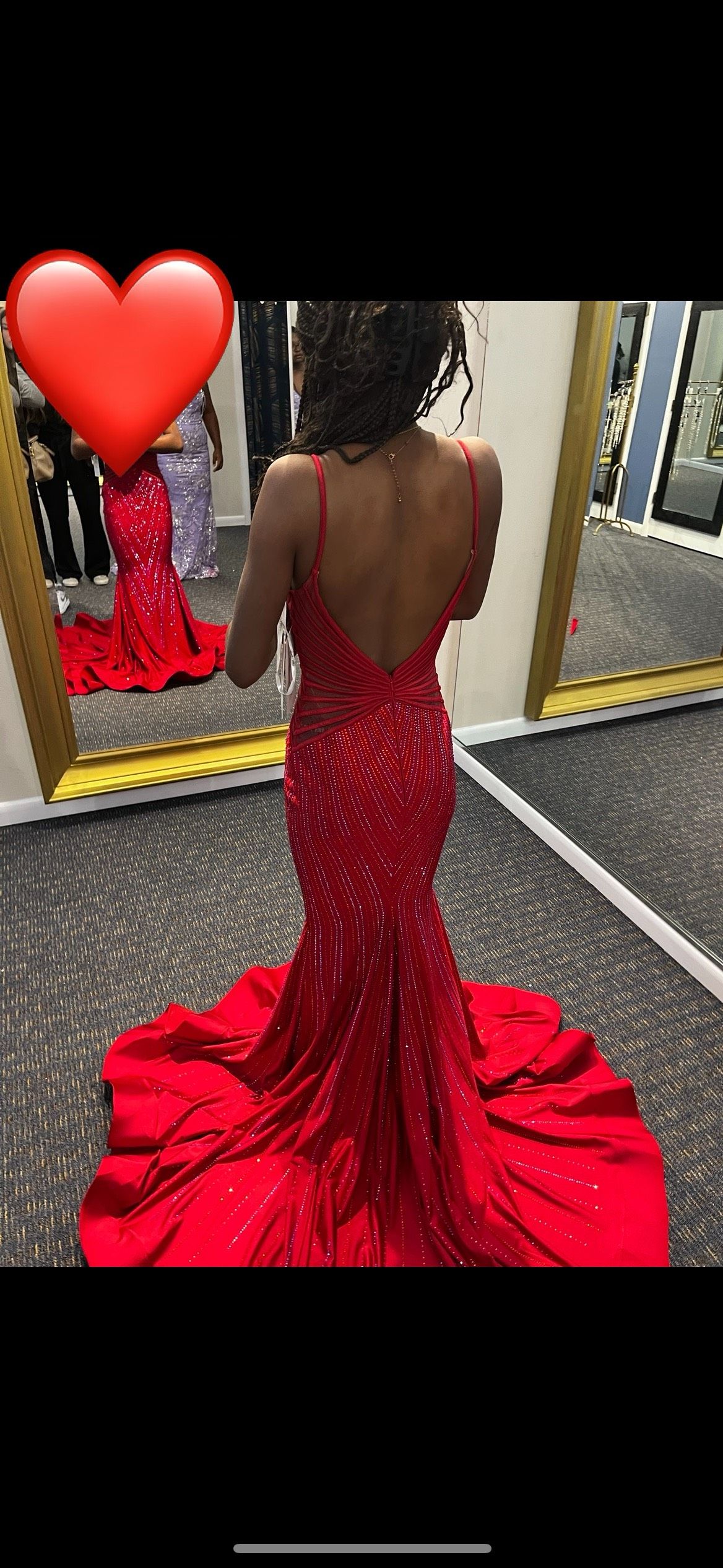 Size 0 Prom Plunge Red Mermaid Dress on Queenly