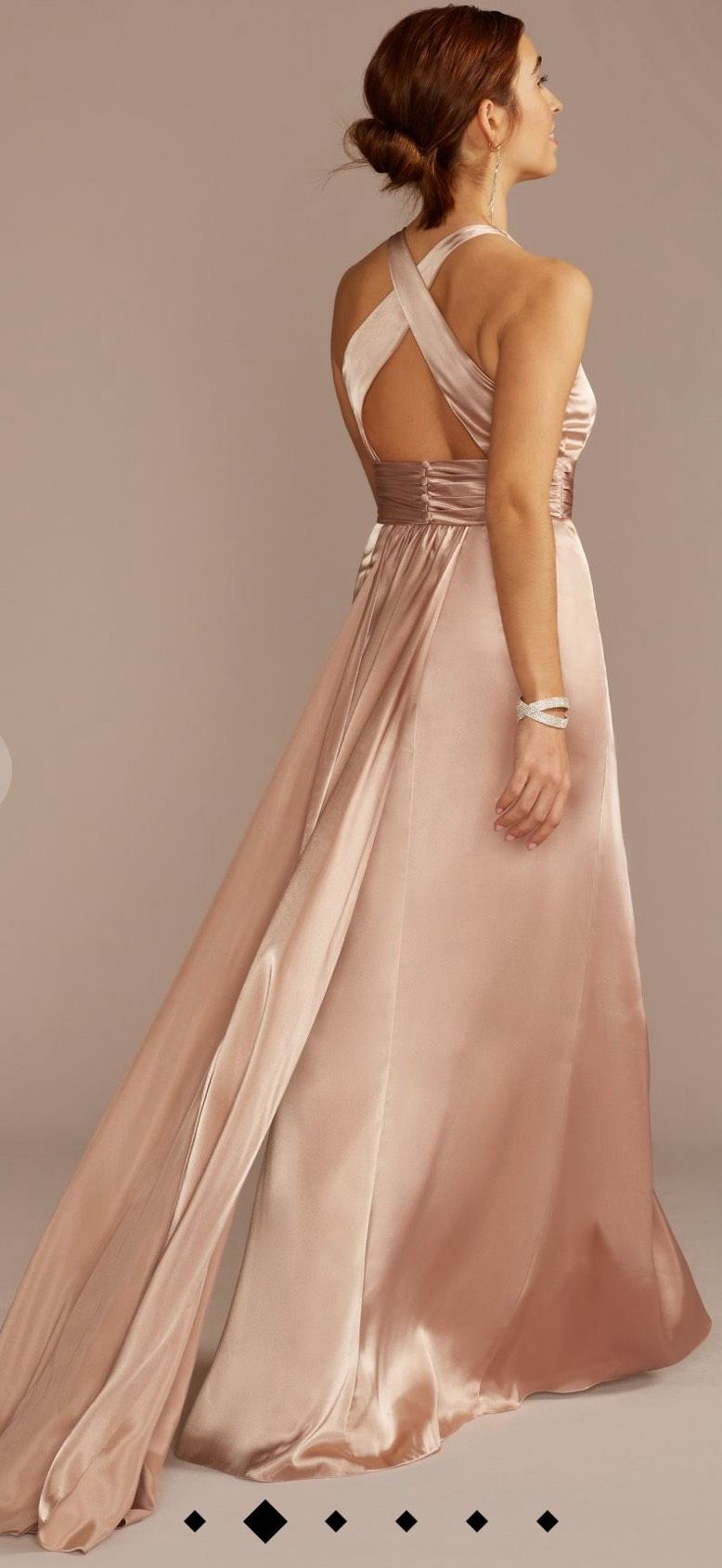David's Bridal Size 4 Prom Plunge Nude A-line Dress on Queenly