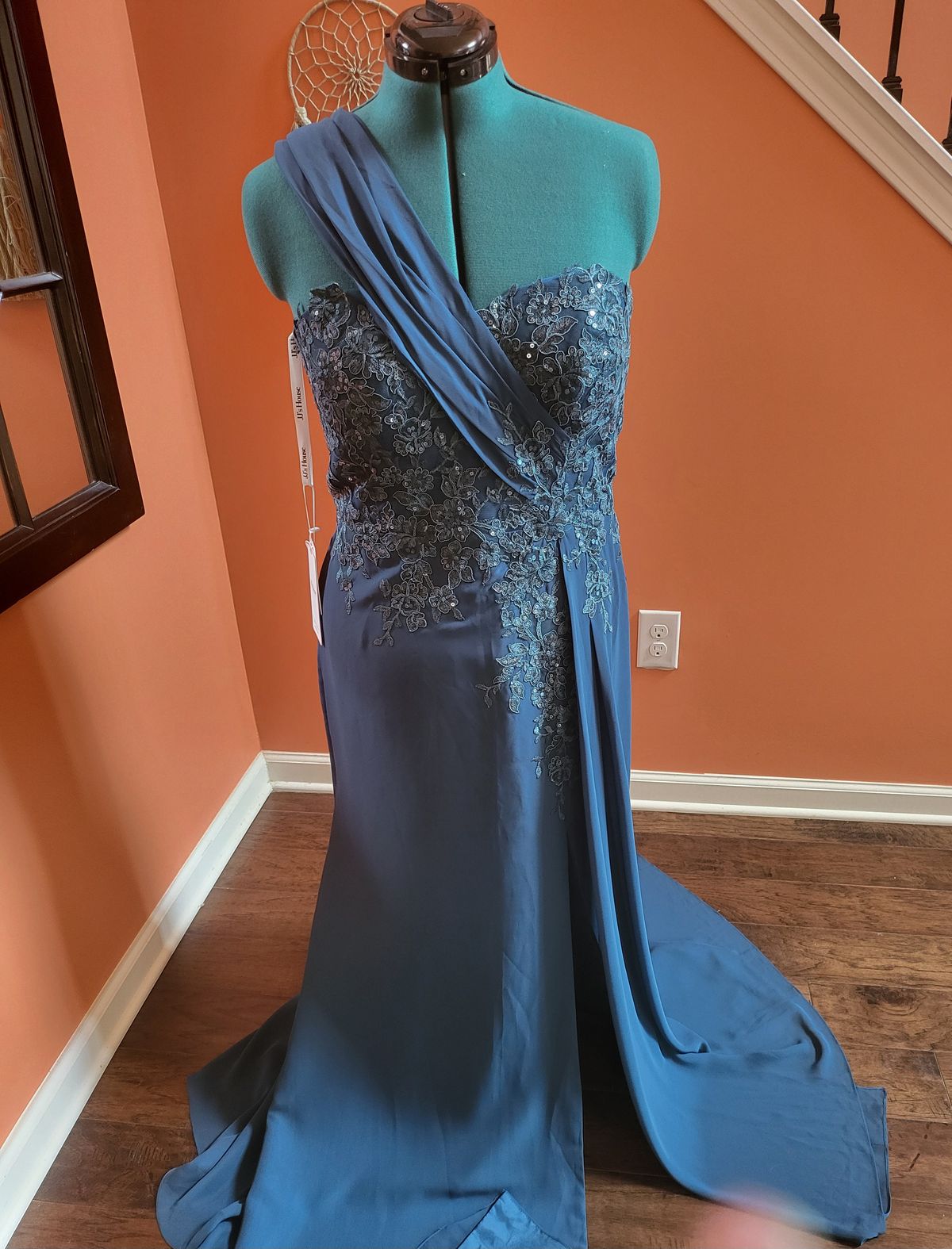 Size 12 One Shoulder Blue Mermaid Dress on Queenly