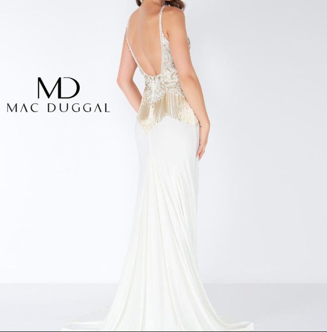 Style 62957 Mac Duggal Size 2 White Floor Length Maxi on Queenly