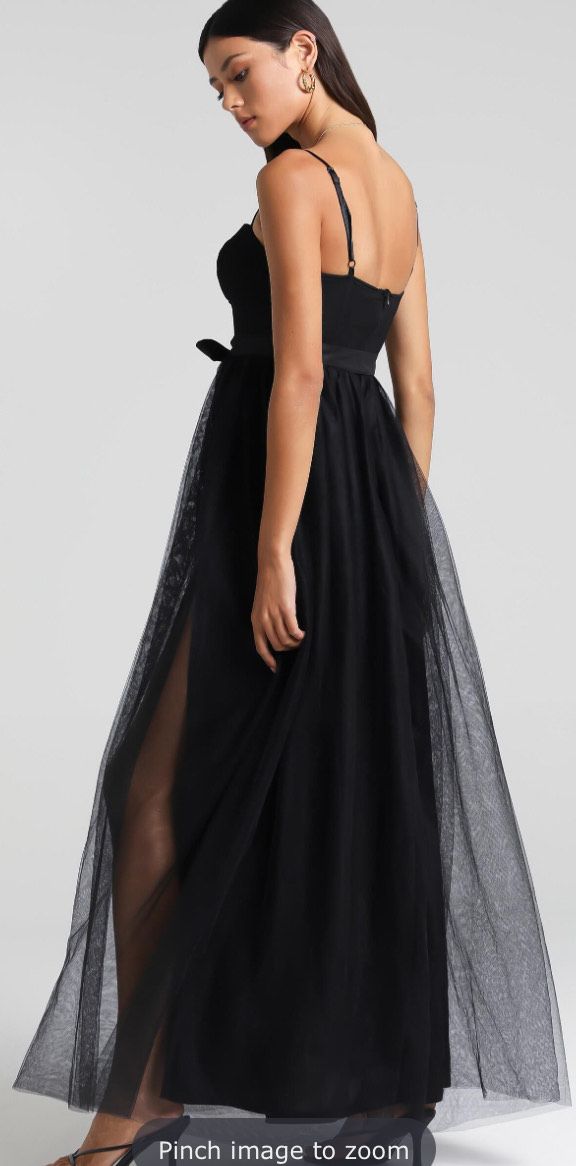 Showpo Size 8 Prom Plunge Black Side Slit Dress on Queenly