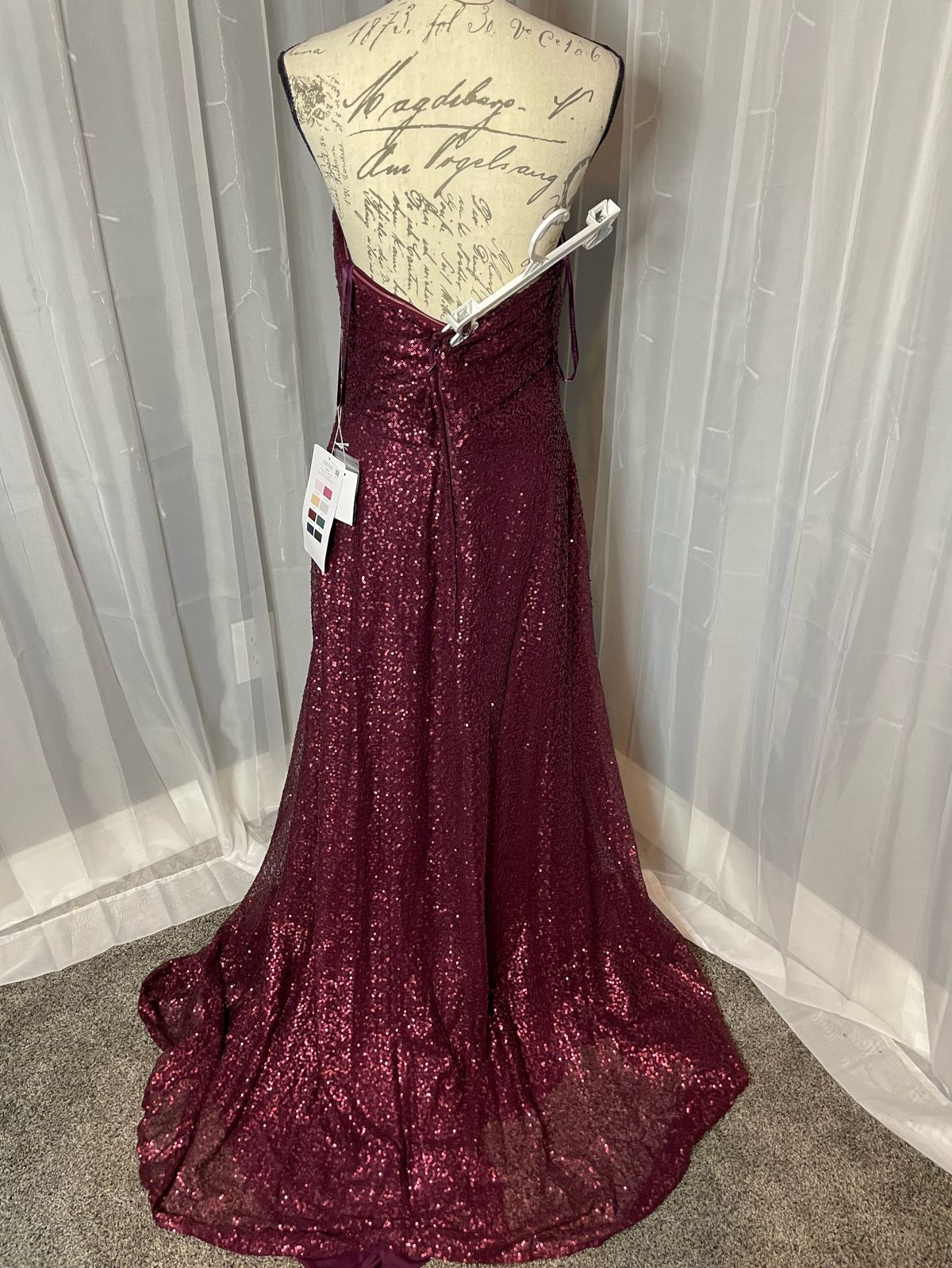 MoriLee Size 14 Prom Strapless Burgundy Red Floor Length Maxi on Queenly