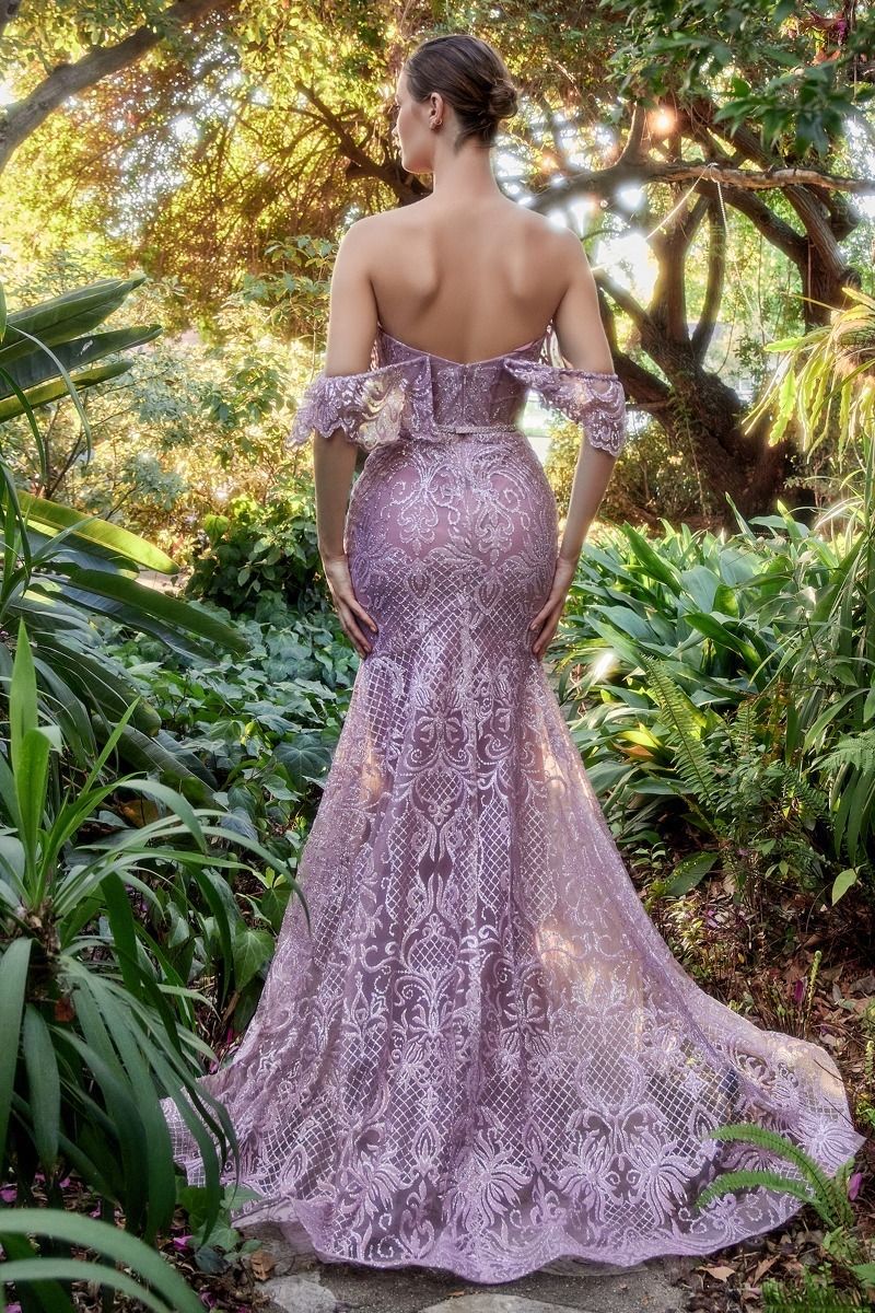 Style A1105 Cinderella Divine Size 6 Prom Off The Shoulder Purple Mermaid Dress on Queenly