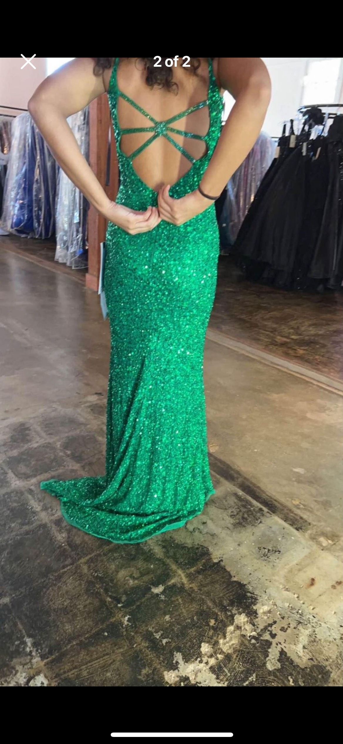 Primavera Size 00 Prom Plunge Green Mermaid Dress on Queenly