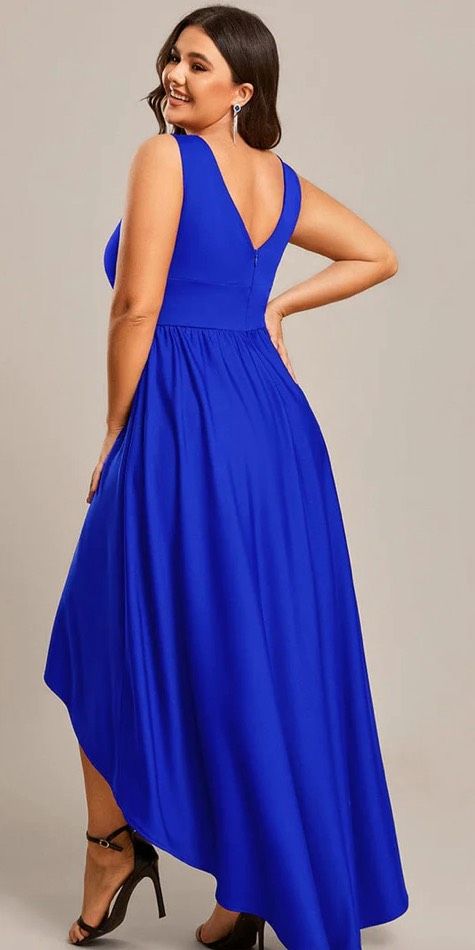 Style ES01750SB20 Everpretty Plus Size 20 Prom Plunge Blue A-line Dress on Queenly