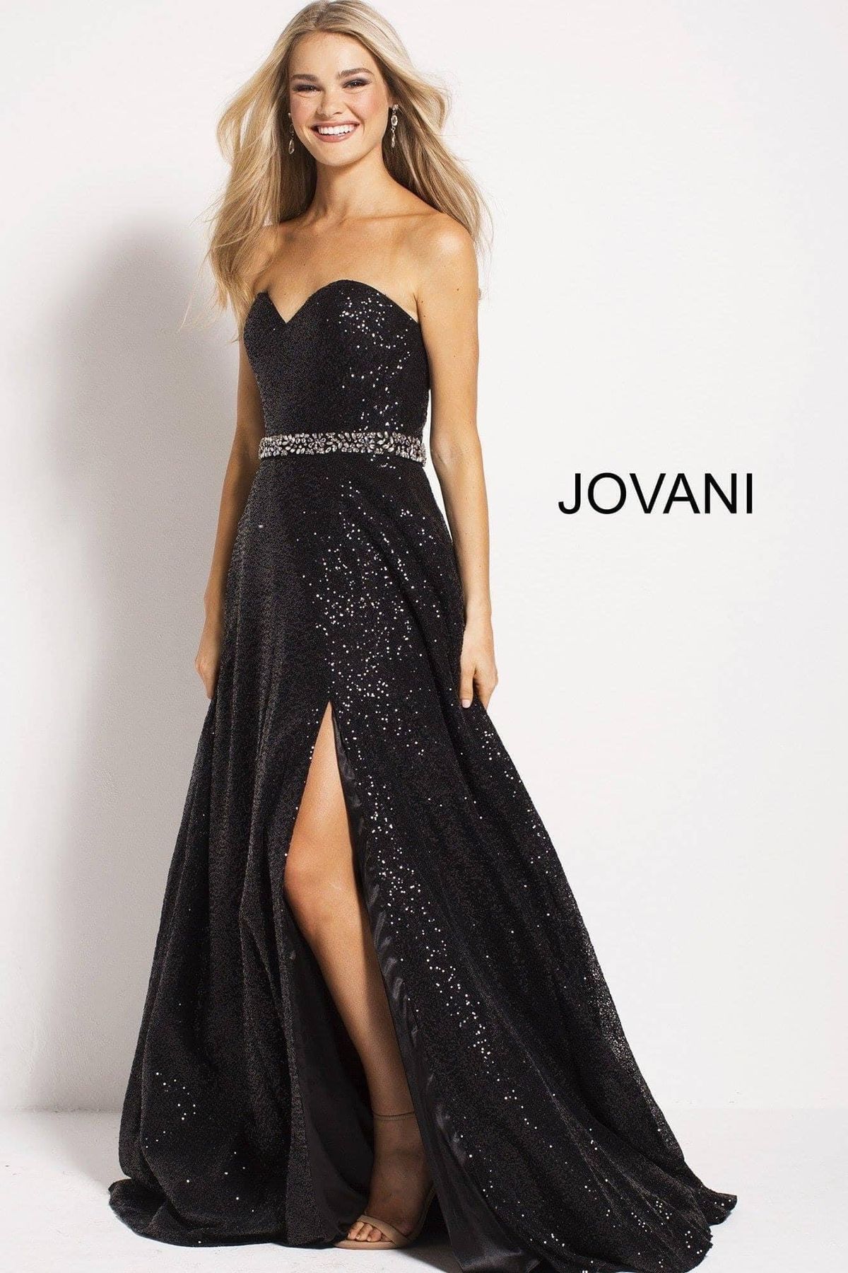 Jovani Size 4 Prom Strapless Black Ball Gown on Queenly