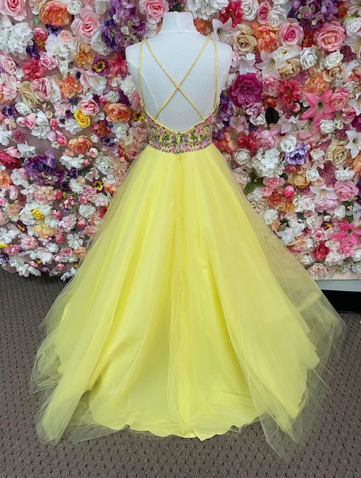 MoriLee Size 6 Prom Plunge Yellow Ball Gown on Queenly