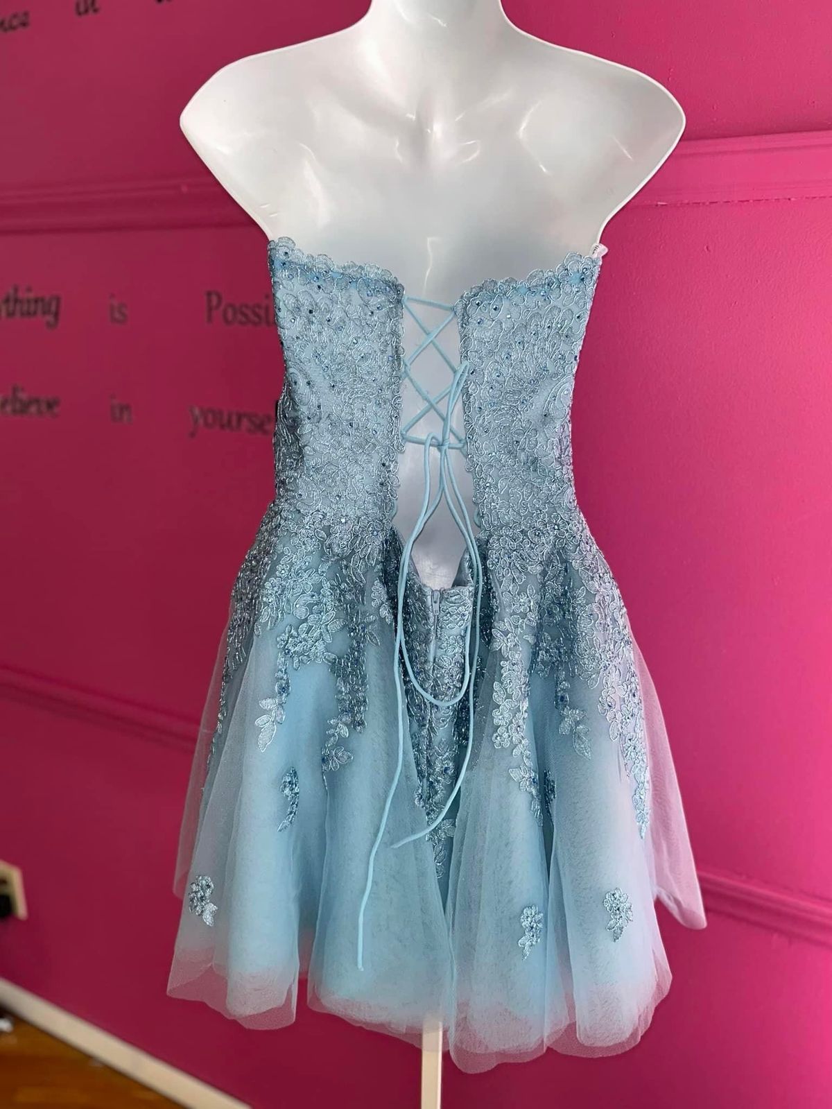 Sherri Hill Plus Size 18 Homecoming Strapless Blue Cocktail Dress on Queenly