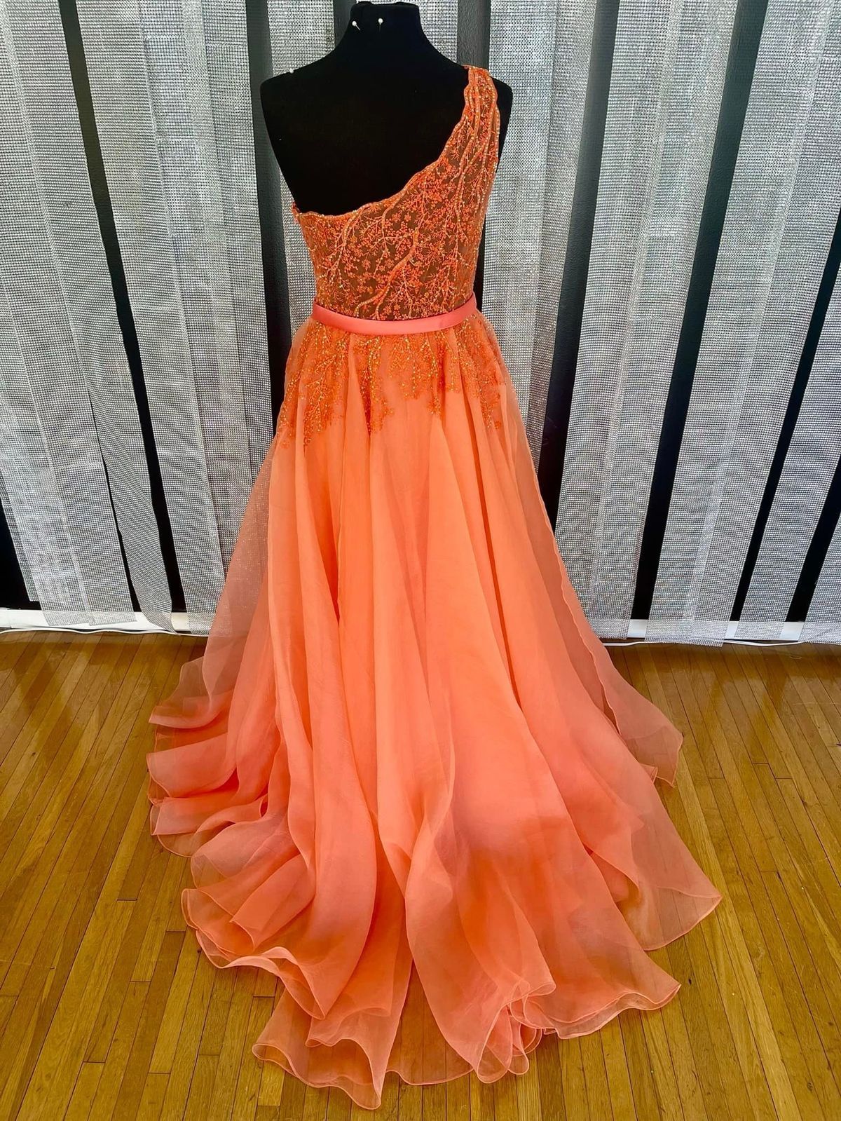 Sherri Hill Size 12 Prom One Shoulder Orange Ball Gown on Queenly