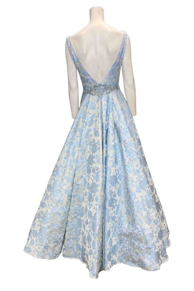 Style 3146 Issue New York Size 4 Prom Floral Light Blue Ball Gown on Queenly