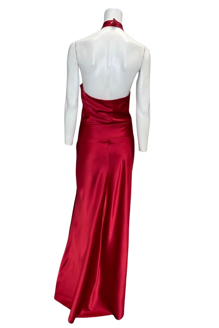 Style D48 Issue New York for JS Collections Size 10 Prom Halter Red Side Slit Dress on Queenly
