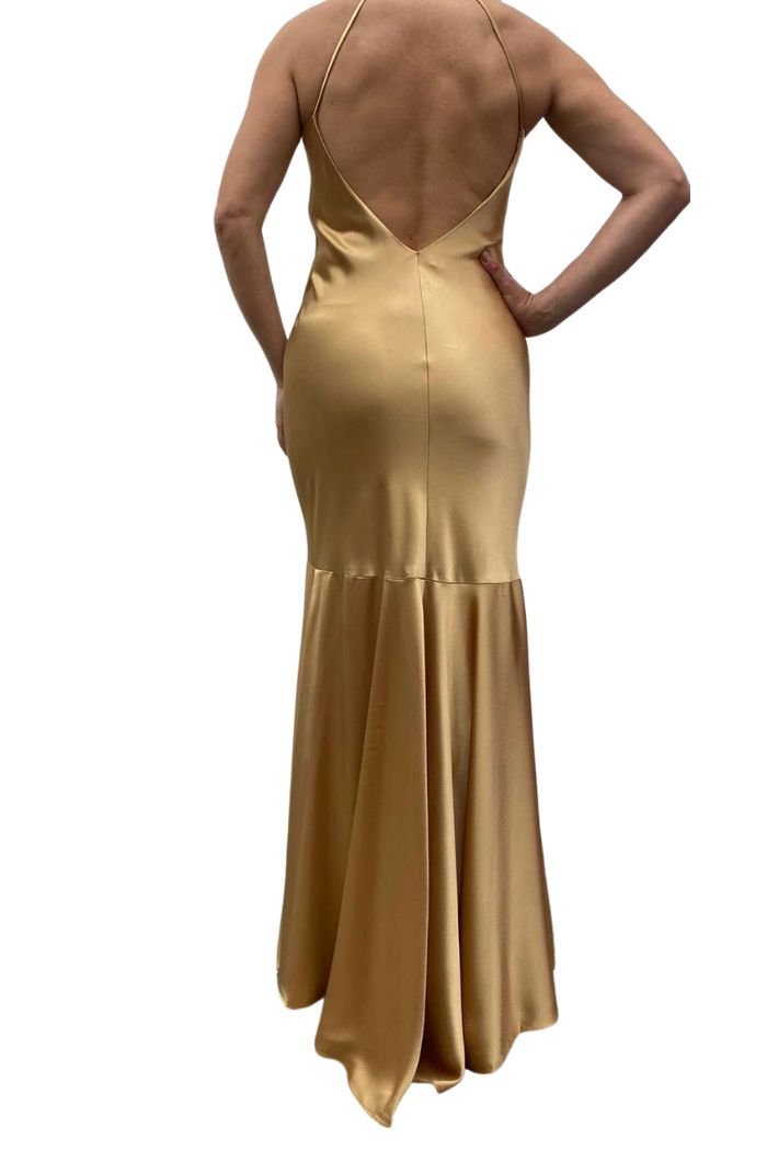 Style D126 Issue New York Size 8 Prom Gold Floor Length Maxi on Queenly