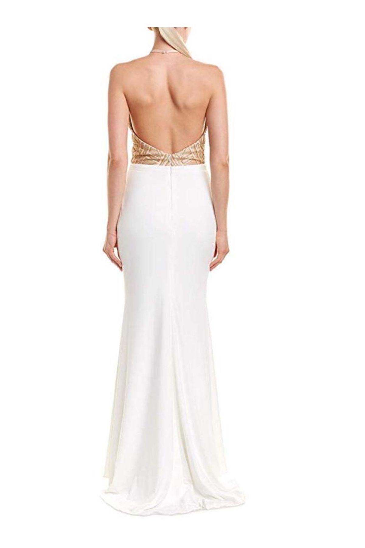 Style 2126 Issue New York Size 6 Prom Halter White Floor Length Maxi on Queenly