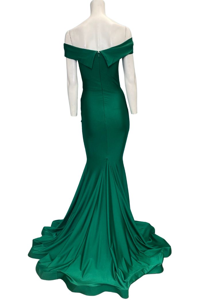 Style 11828 Issue New York Size 0 Prom Off The Shoulder Green Floor Length Maxi on Queenly