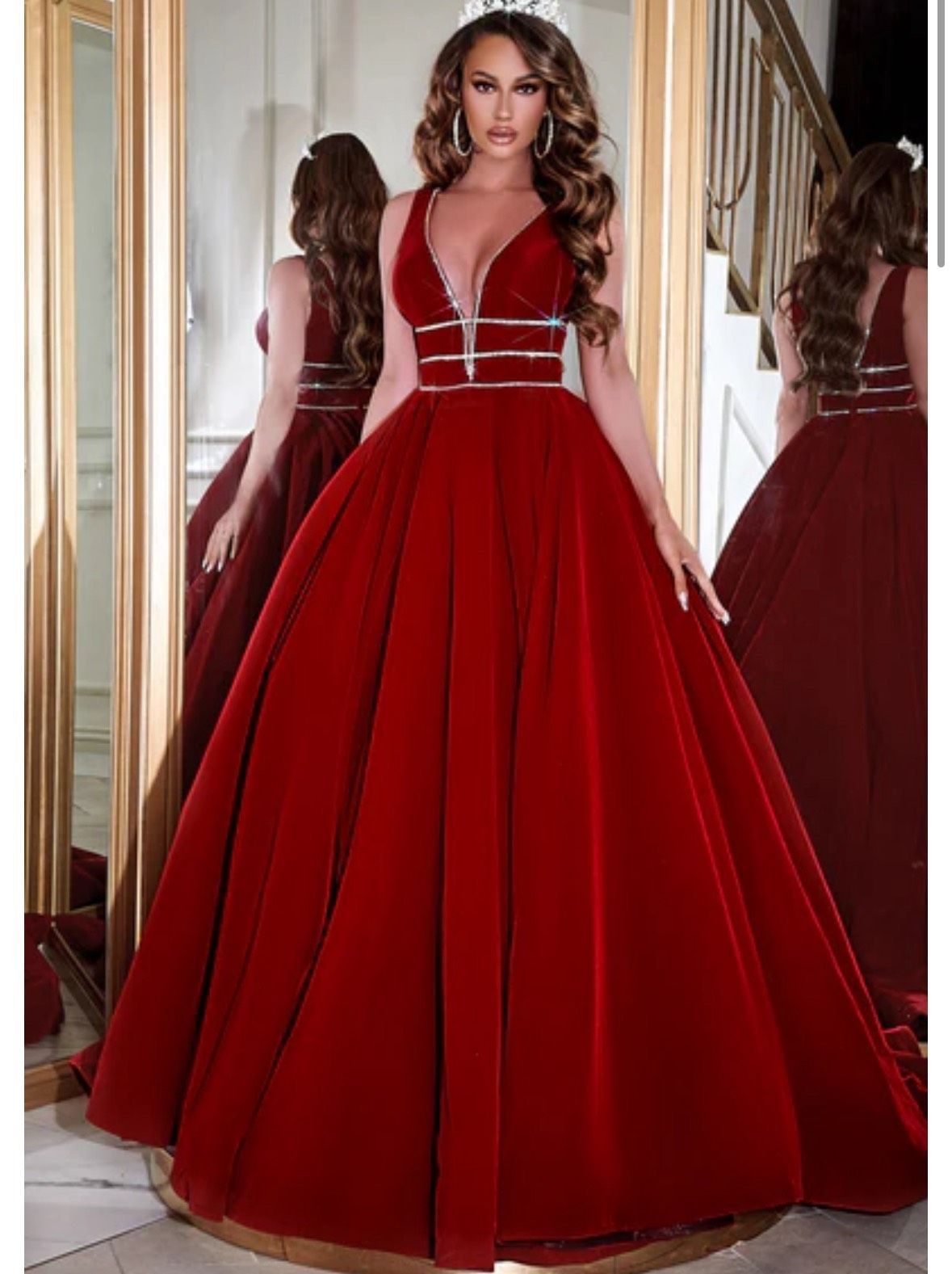 Style PS23060 Portia and Scarlett Size 2 Plunge Red A-line Dress on Queenly