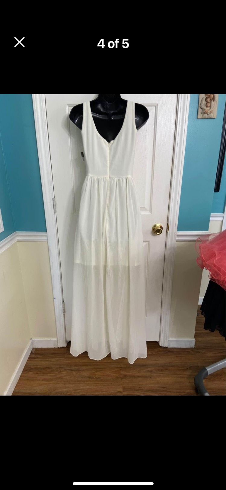 Size S Halter White Floor Length Maxi on Queenly