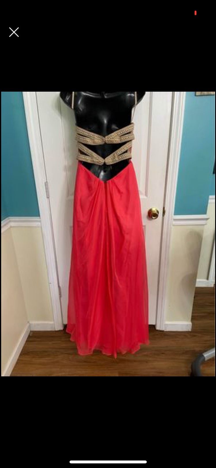 Size 4 Red Floor Length Maxi on Queenly