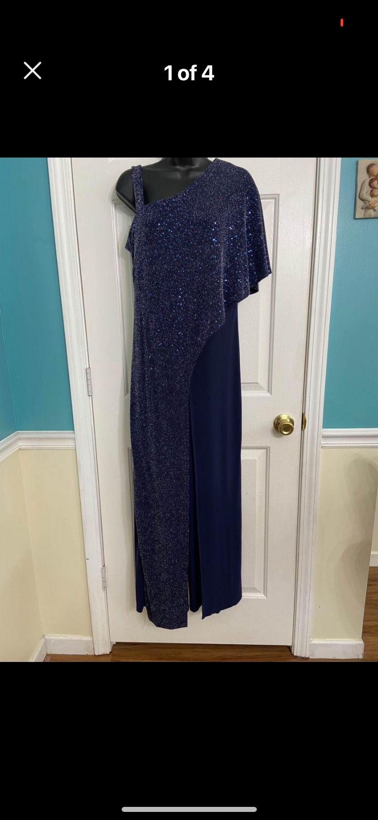 Size 10 One Shoulder Blue Formal Jumpsuit on Queenly