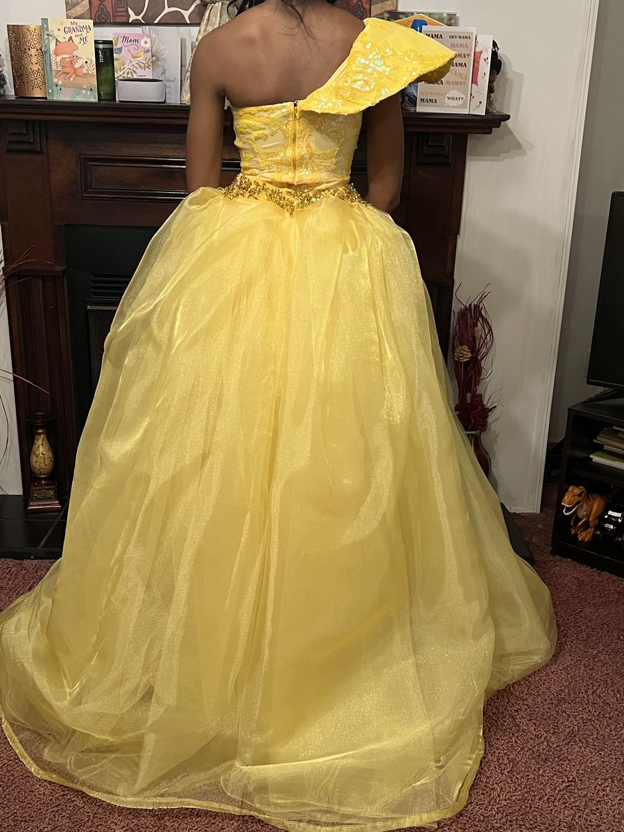 Size 00 Pageant Yellow A-line Dress on Queenly