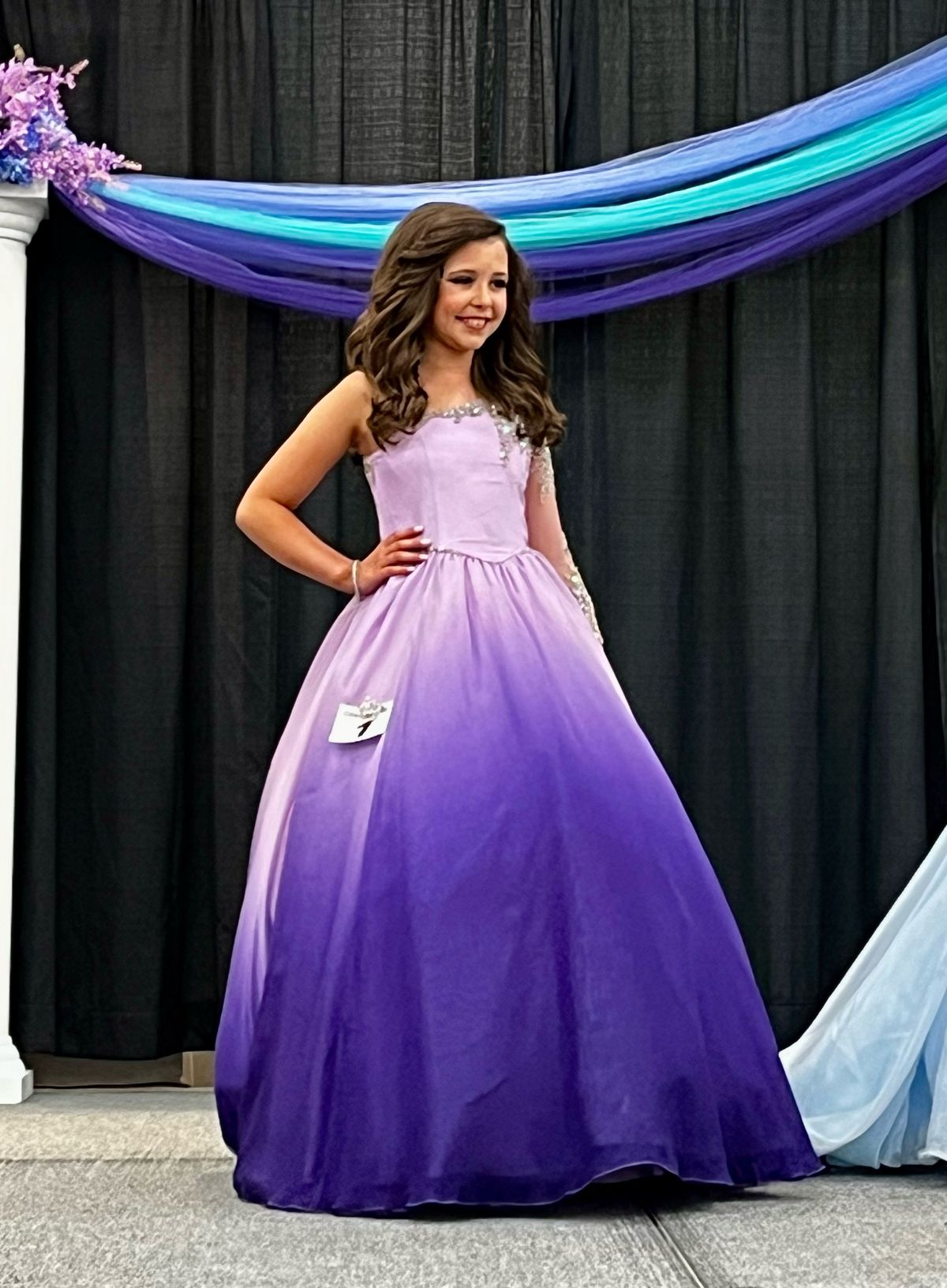 Style E836 Johnathan Kayne Girls Size 10 Pageant One Shoulder Purple Dress With Train on Queenly