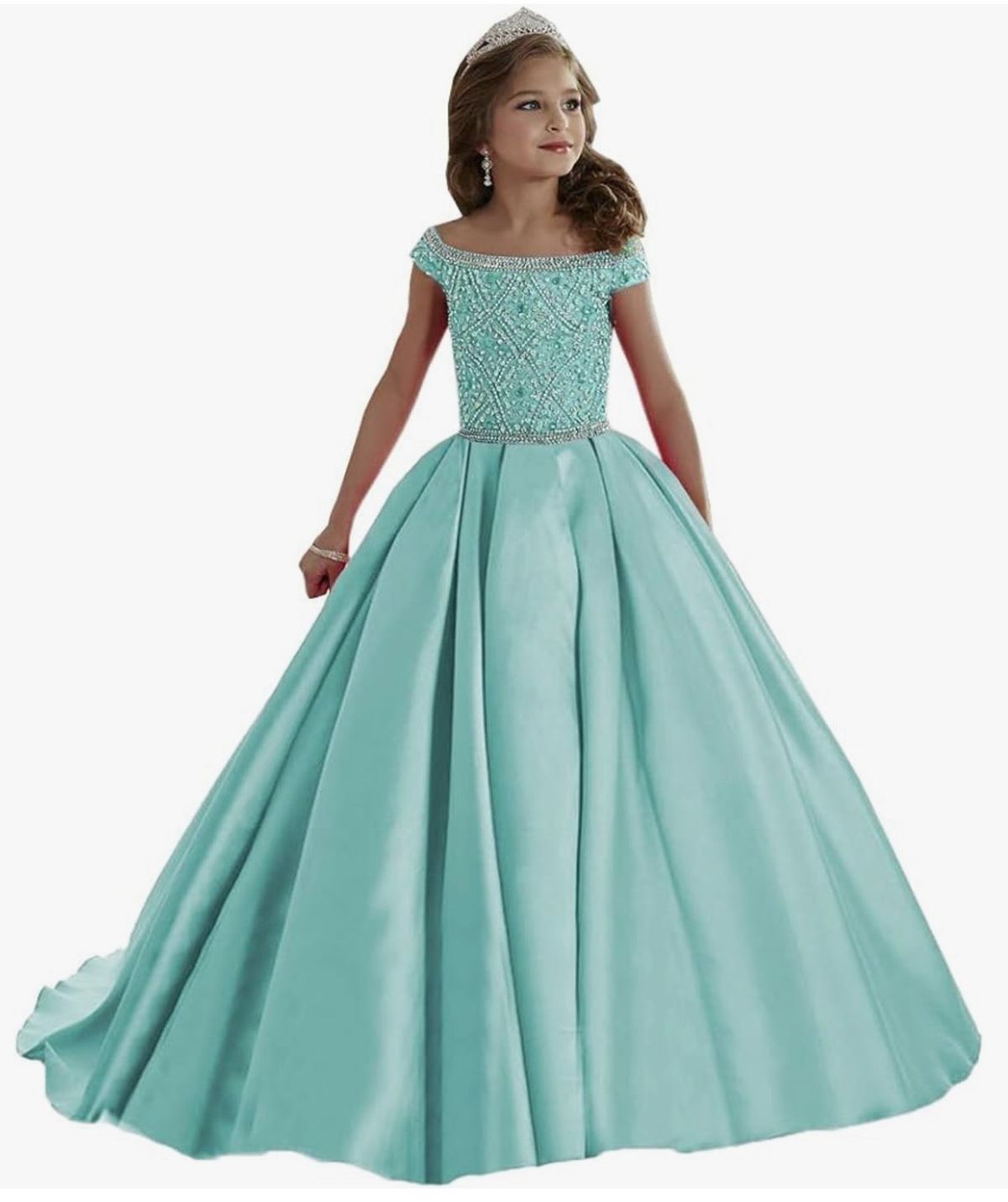 Girls Size 14 Pageant Off The Shoulder Multicolor Ball Gown on Queenly