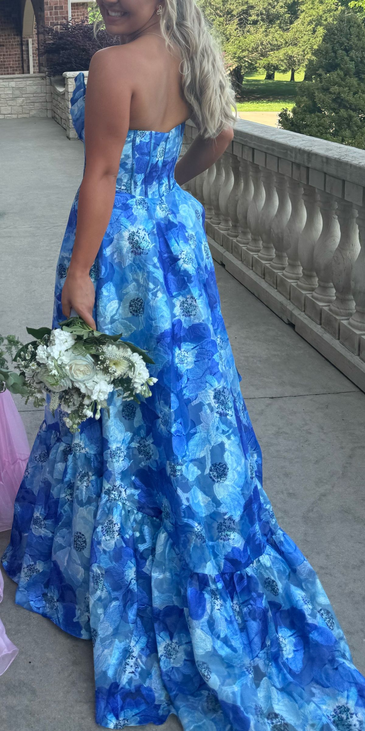 Alamour The Label Size 4 Prom Strapless Blue Ball Gown on Queenly