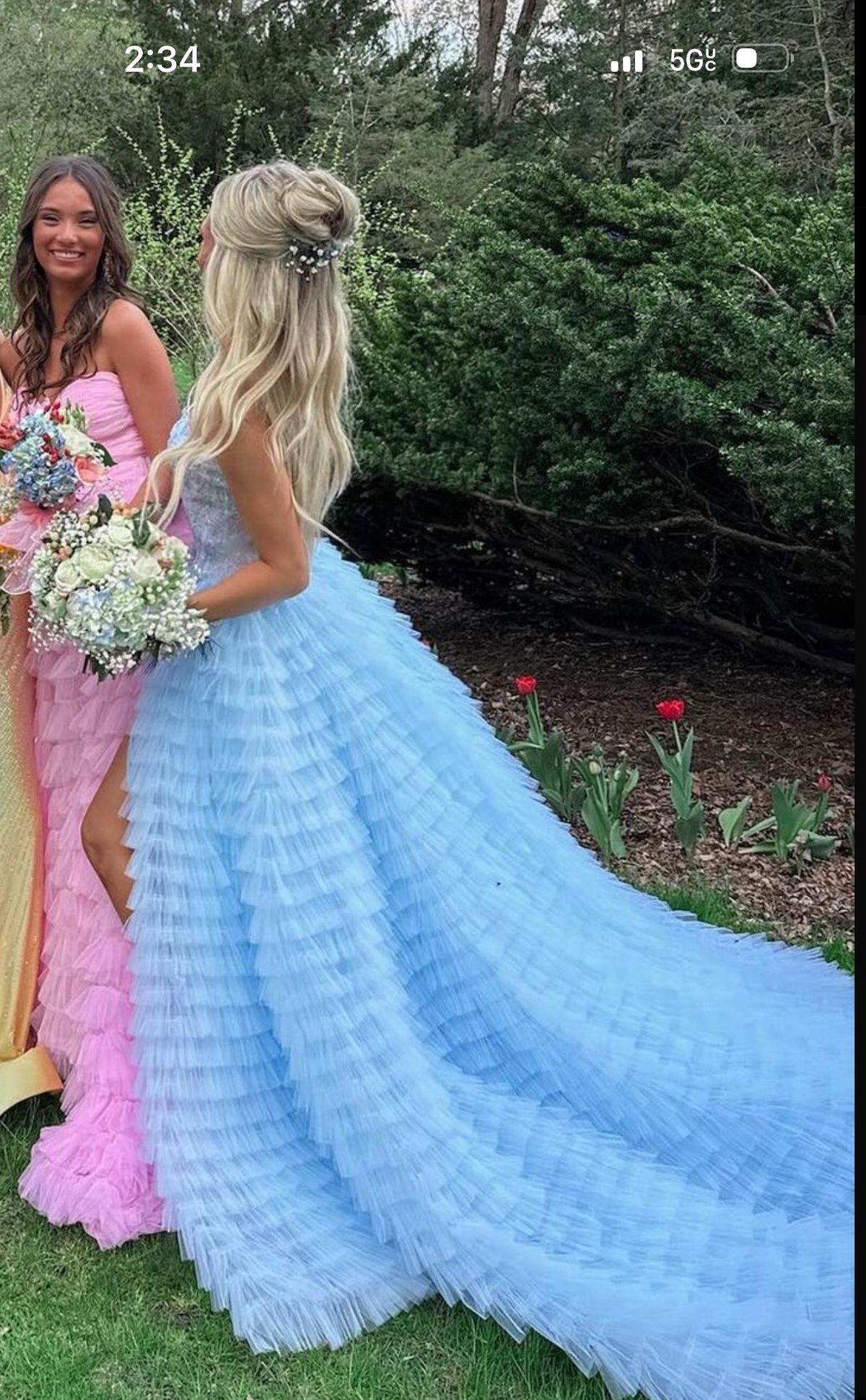 Style 54189 Sherri Hill Size 2 Prom Strapless Blue Dress With Train on Queenly