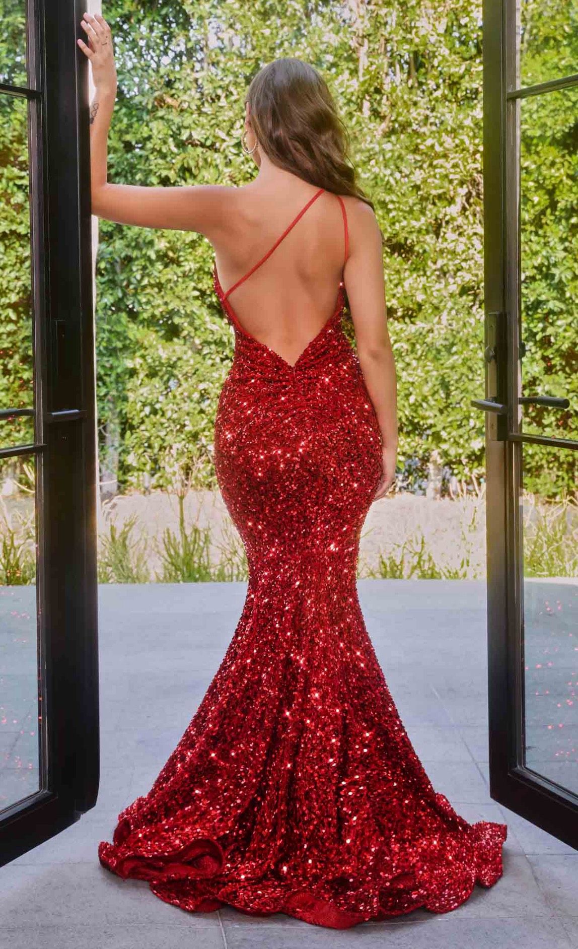 Portia and Scarlett Size 0 Prom One Shoulder Red Mermaid Dress on Queenly